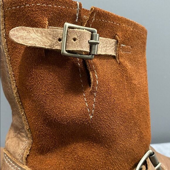 Brown Leather And Suede Ankle Boots with Buckles Size 7 - Picture 12 of 16